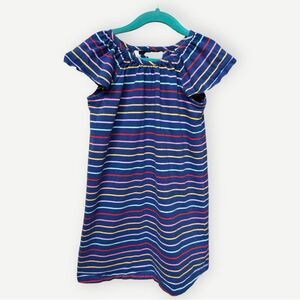 Hanna Andersson Girls Short Flutter Sleeve Rainbow Stripe Dress. 6-7. 6. 7.